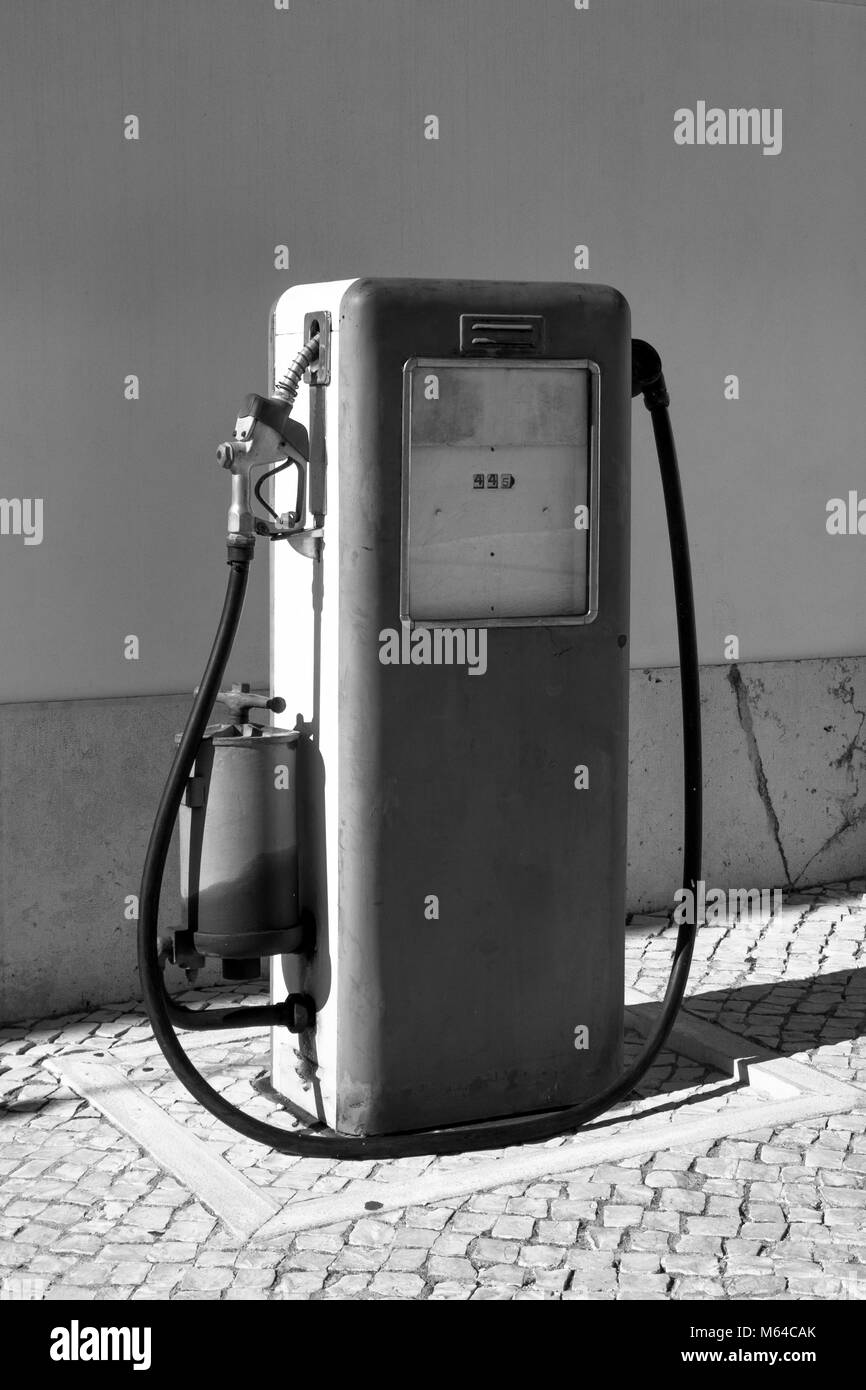 Aged and worn vintage gas pump Stock Photo