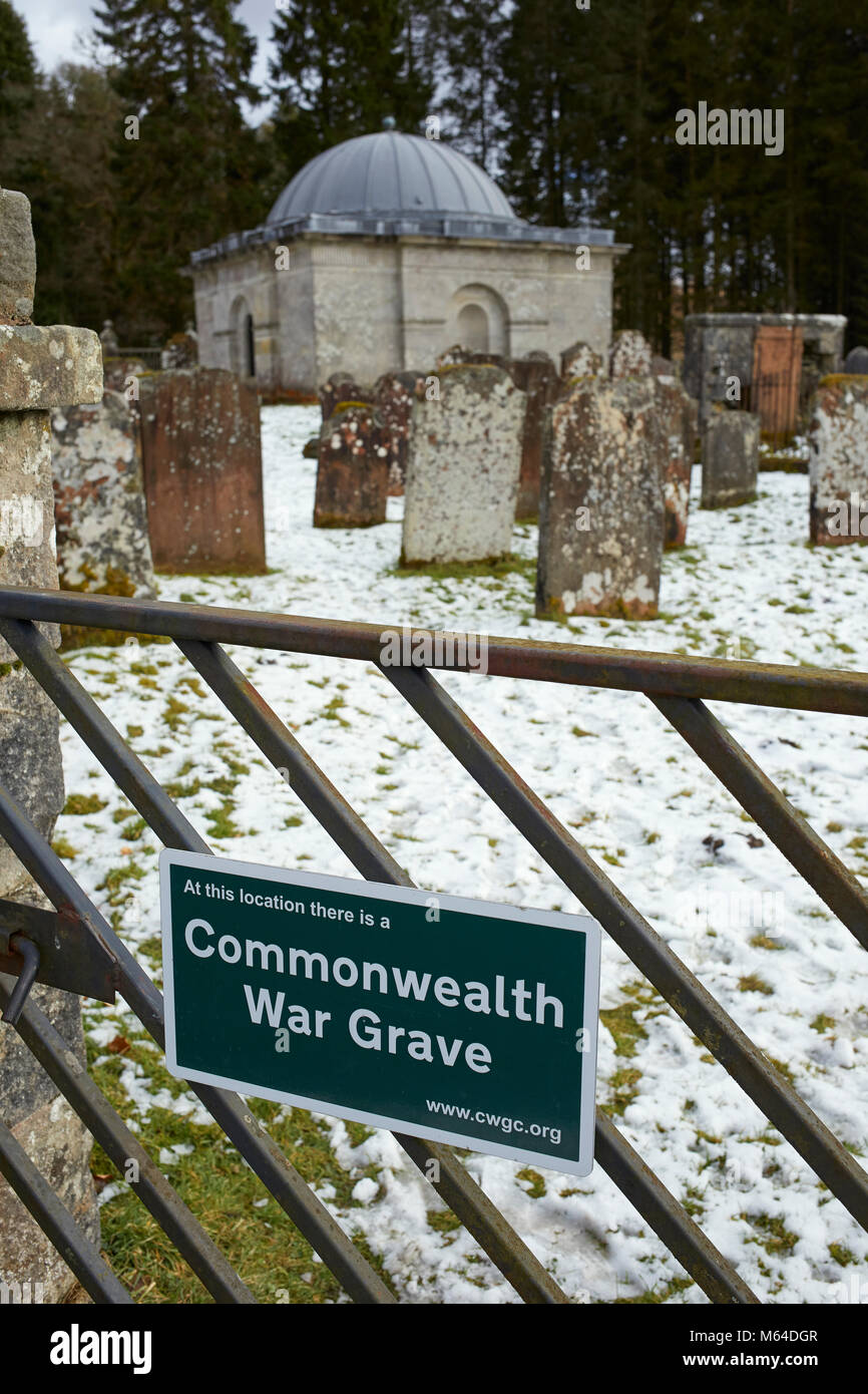 A Commonwealth War Grave notice at Westerkirk Graveyard near Bentpath, Dumfries and Galloway Stock Photo