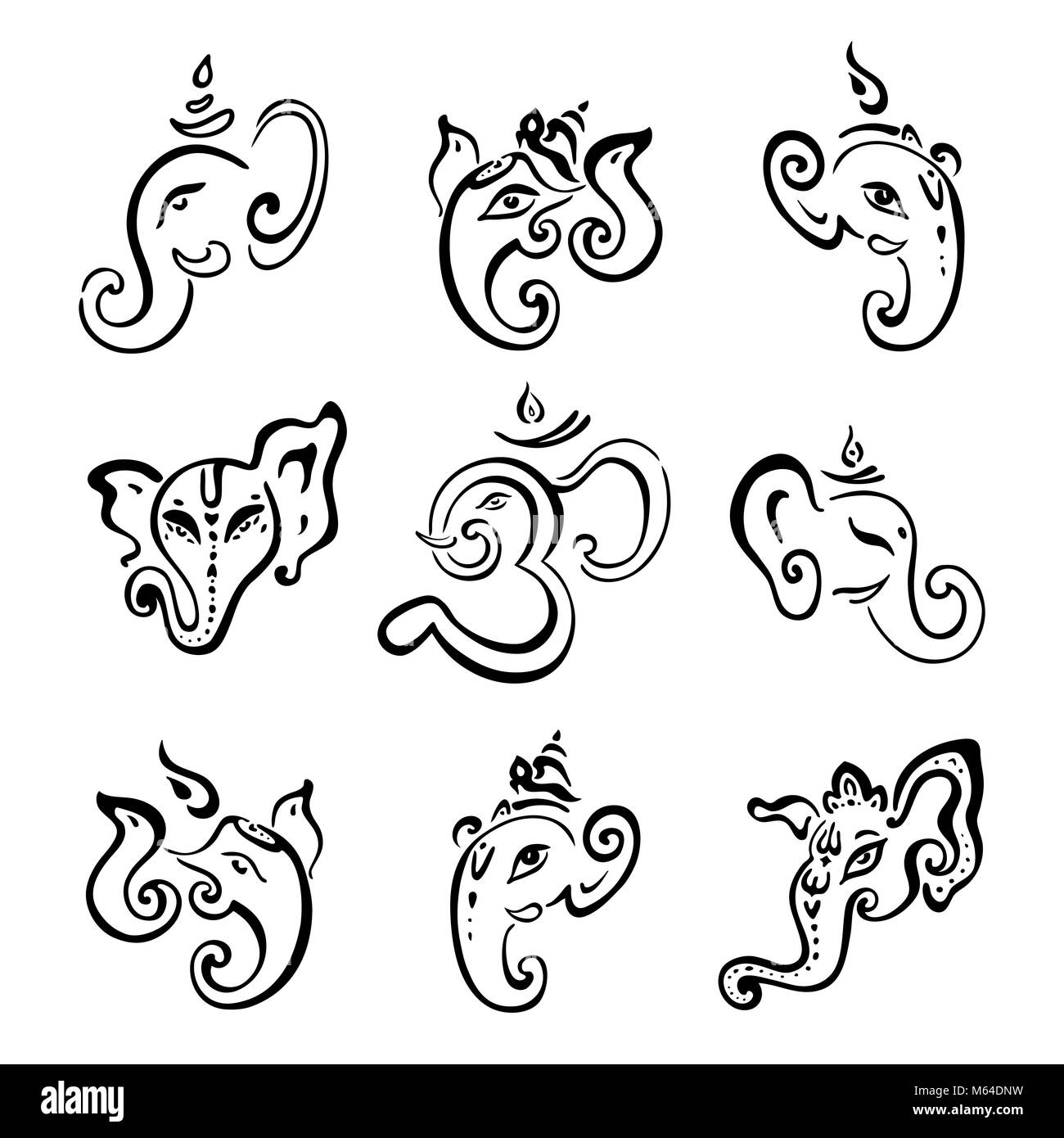 Hindu God Ganesha. Ganapati. Vector hand drawn illustration Stock Vector
