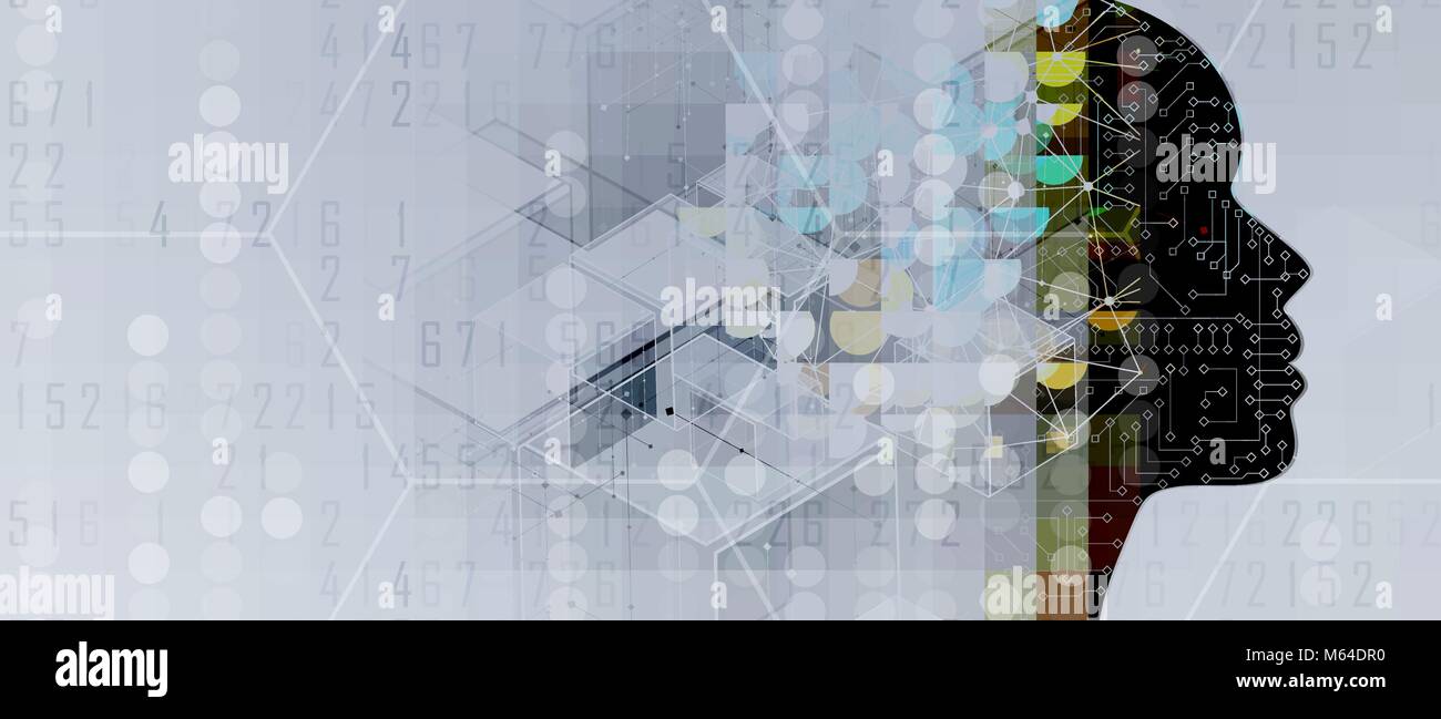 Abstract Artificial intelligence. Technology web background. Virtual ...