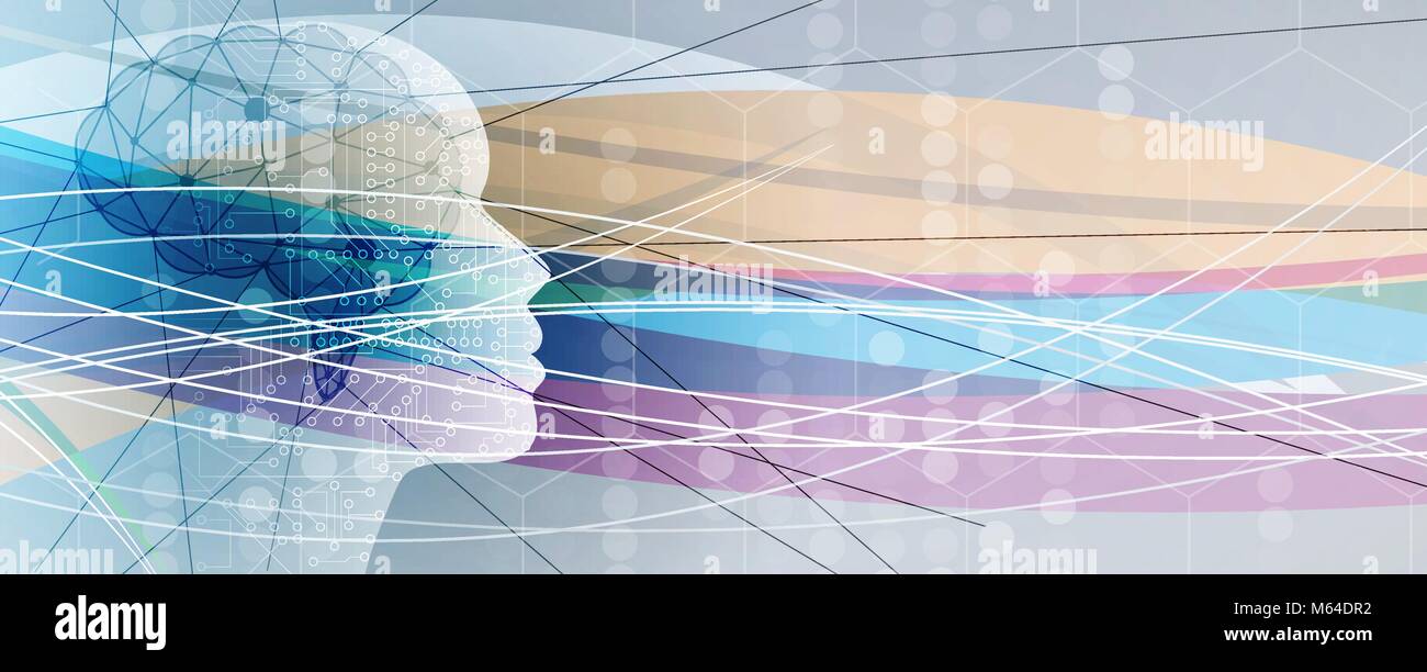 Abstract Artificial intelligence. Technology web background. Virtual ...