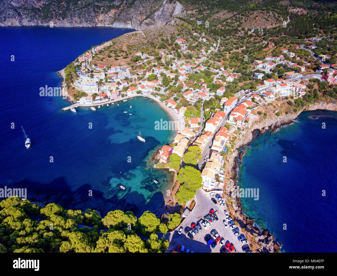 Assos Village in Kefalonia Greece Stock Photo