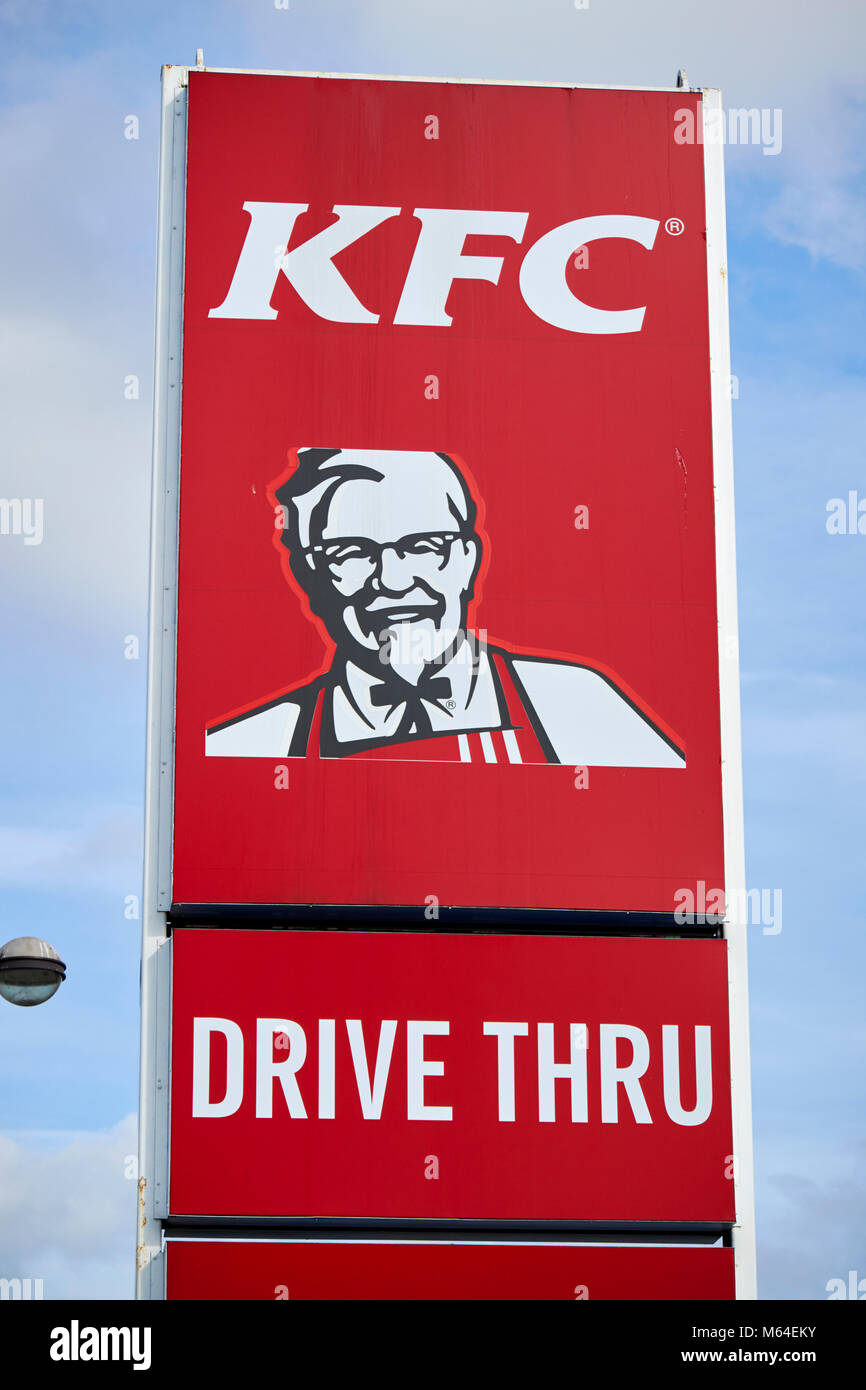 kfc drive thru sign and logo in the uk Stock Photo