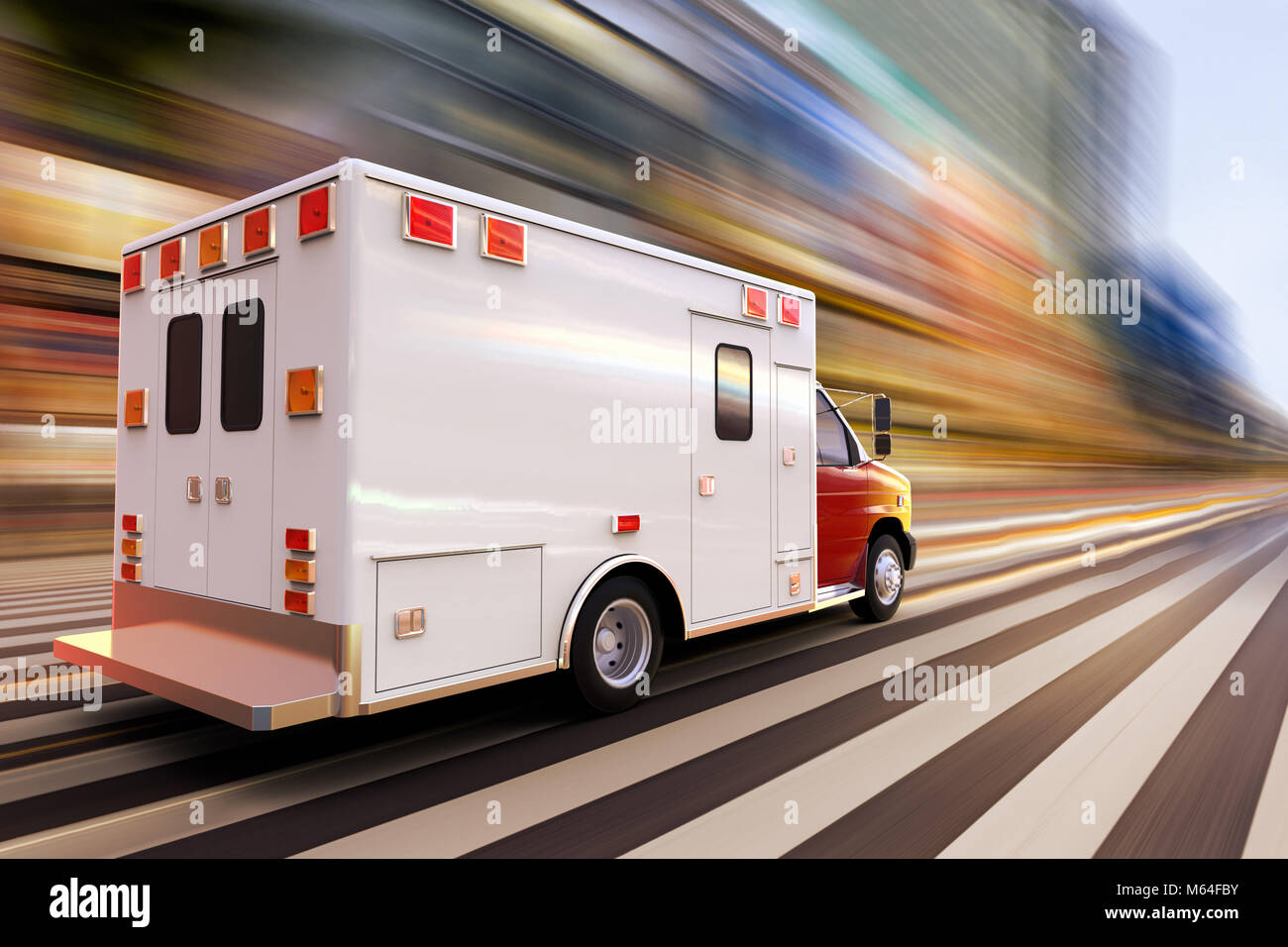 3D rendering of an ambulance at high speed Stock Photo