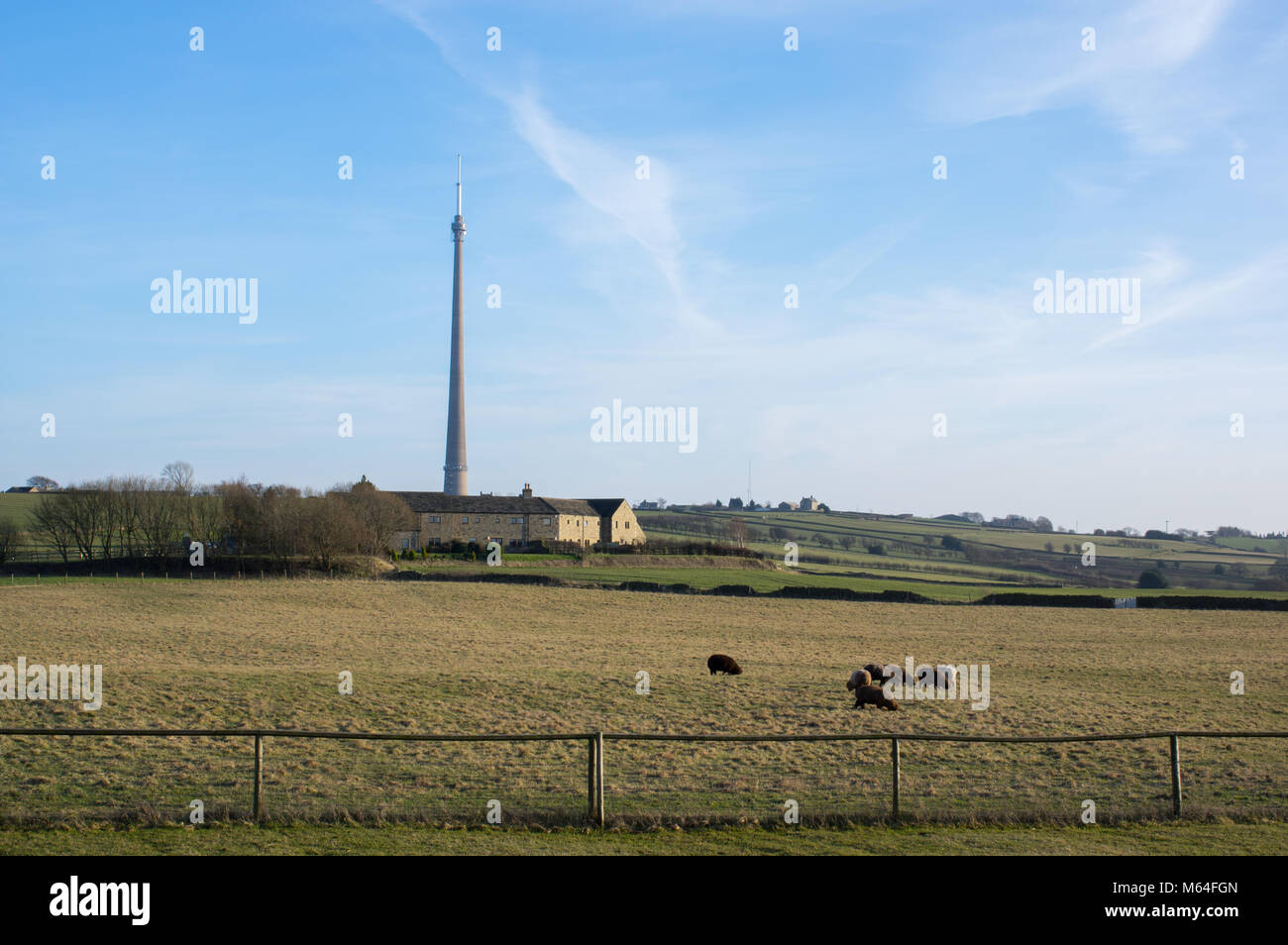 Emley Moor Transmitting Station, Emley, West Yorkshire, England Stock Photo