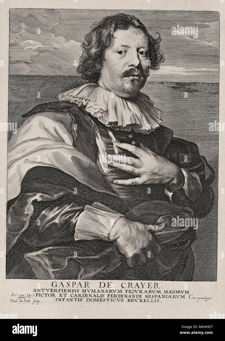 Paulus Pontius after Anthony van Dyck - Portrait of Gaspar de Crayer Stock Photo