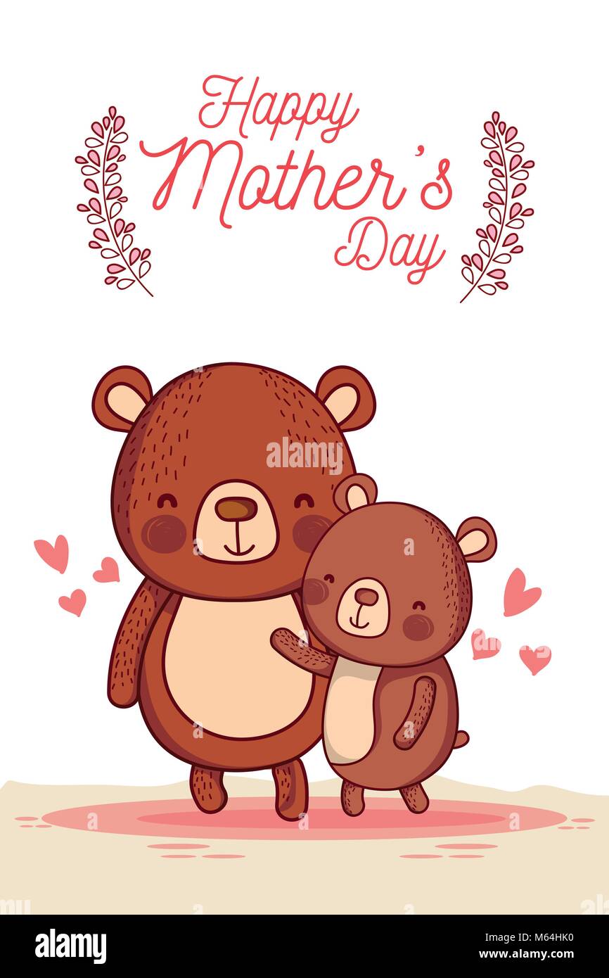 Happy mothers day card with cute animals cartoons Stock Vector Image & Art  - Alamy