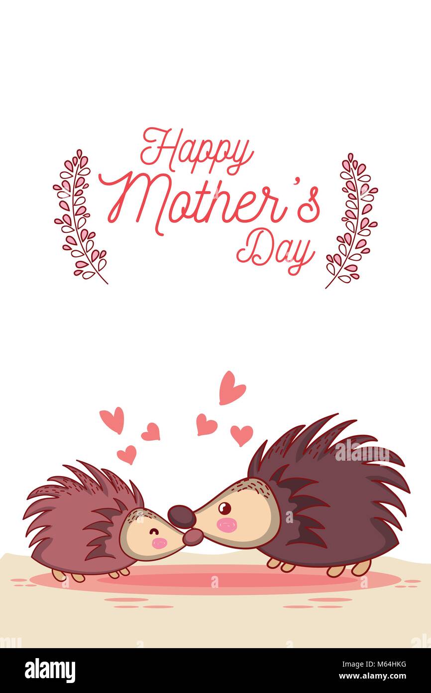Happy mothers day card with cute animals cartoons Stock Vector Image & Art  - Alamy
