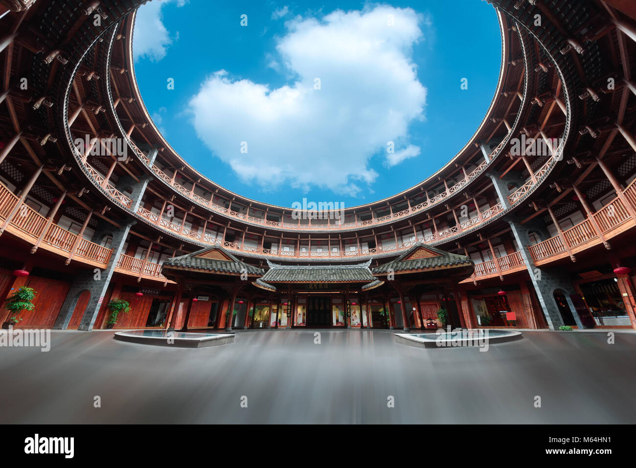 Luodai tulou (hakka roundhouse) in Chengdu,Sichuan province,China. Stock Photo