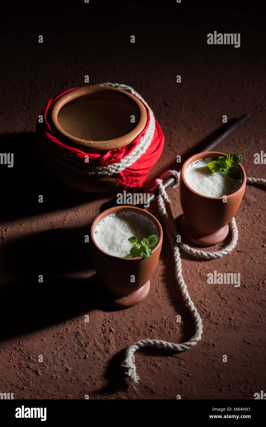 Lassie or lassi in terracotta glass - Lassi is an Authentic Indian cold ...