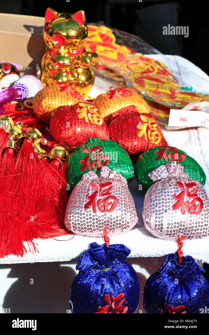 Traditional chinese luck bag souvenirs. Paris. France Stock Photo