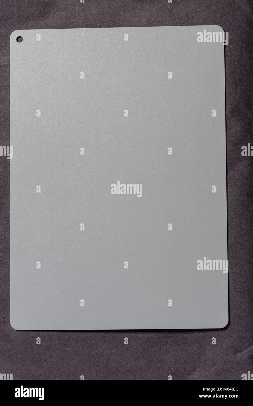Photo of a neutral gray card for measuring white balance in the camera