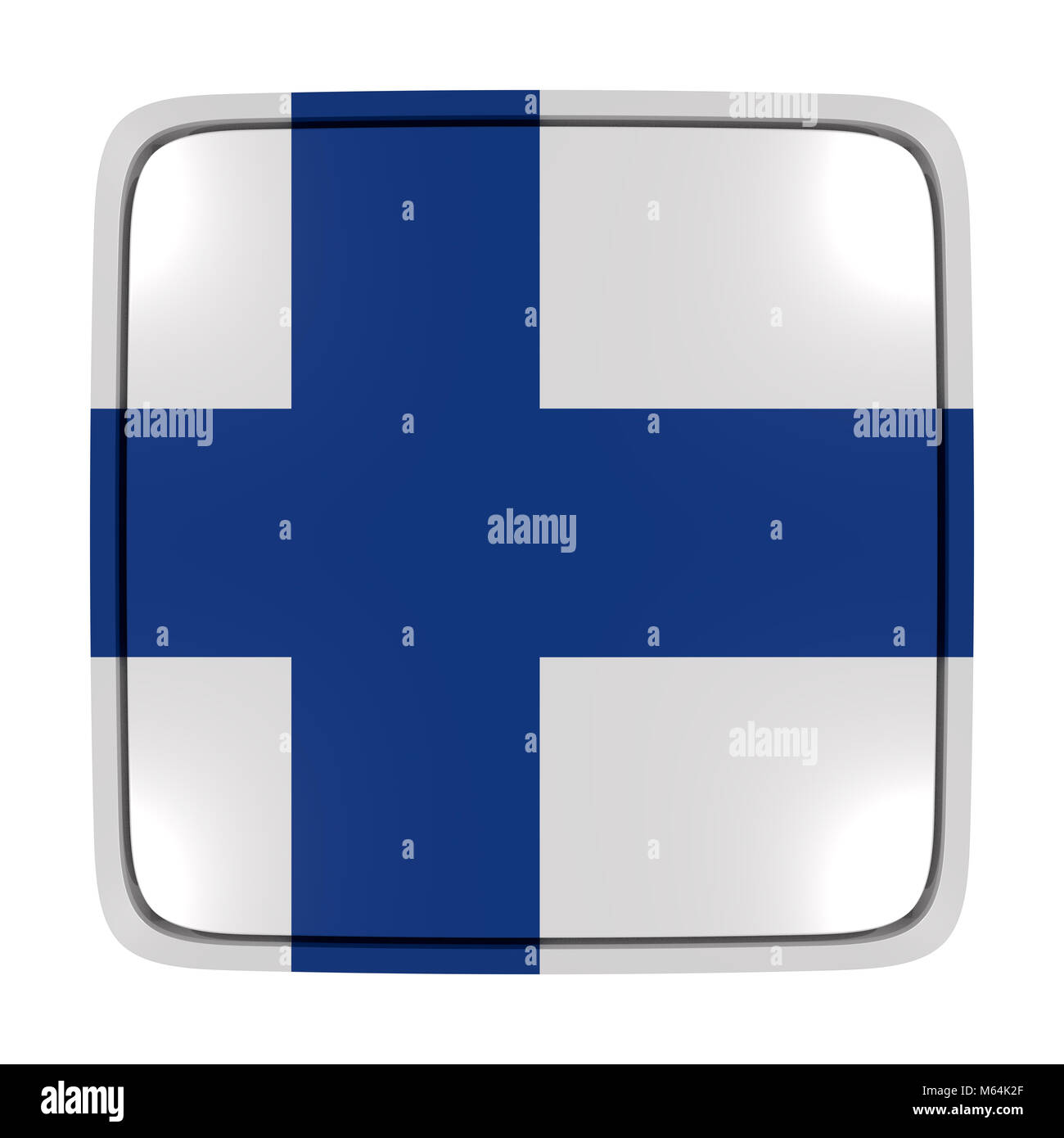 3d rendering of a Finland flag icon. Isolated on white background Stock ...