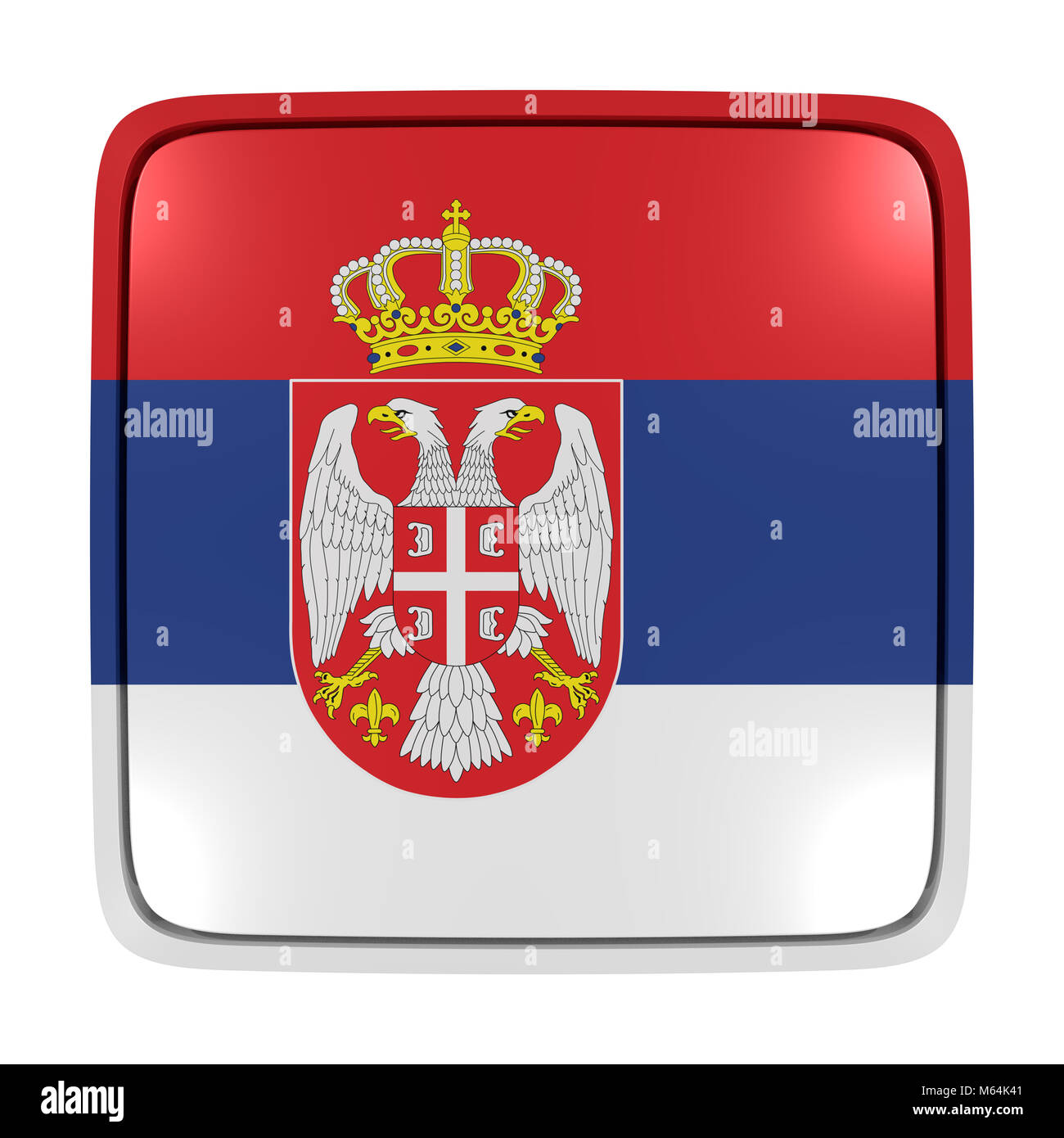 3d rendering of a Serbia flag icon. Isolated on white background. Stock Photo