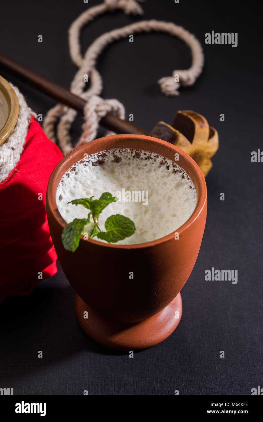 Lassie or lassi in terracotta glass - Lassi is an Authentic Indian cold ...