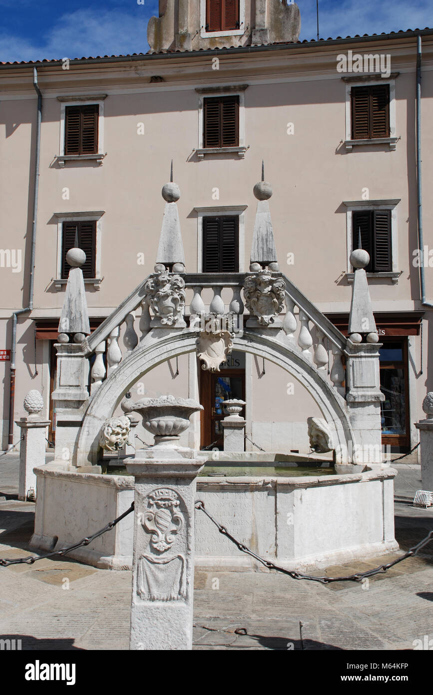 Da Ponte Fountain, Preseren Square, Koper, Slovenia Stock Photo