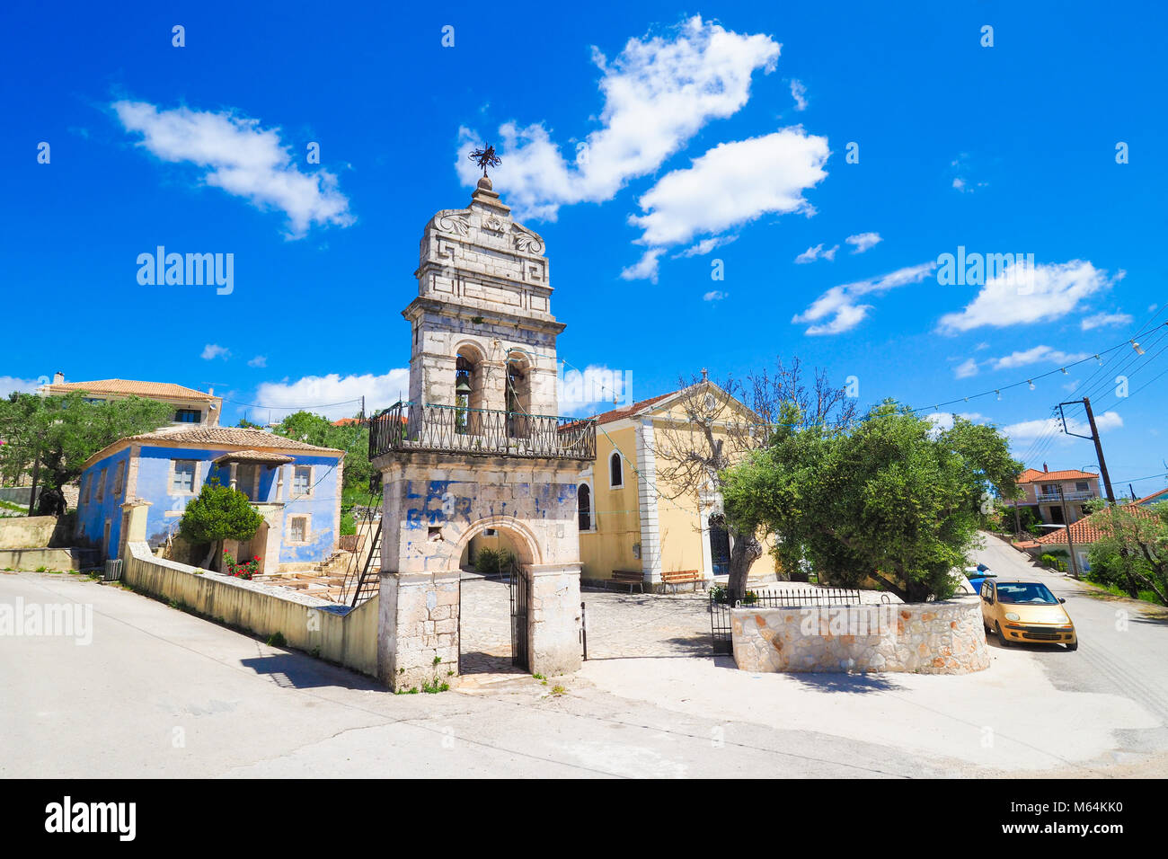 Old church in traditional greek village on the island of Zakynthos Stock Photo