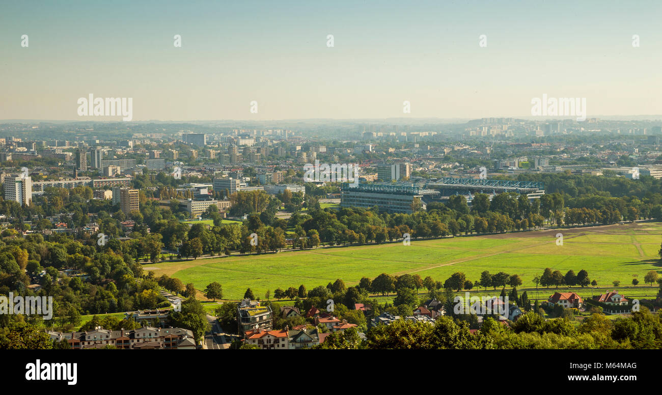 Aerial skyline of Krakow city, Poland Stock Photo