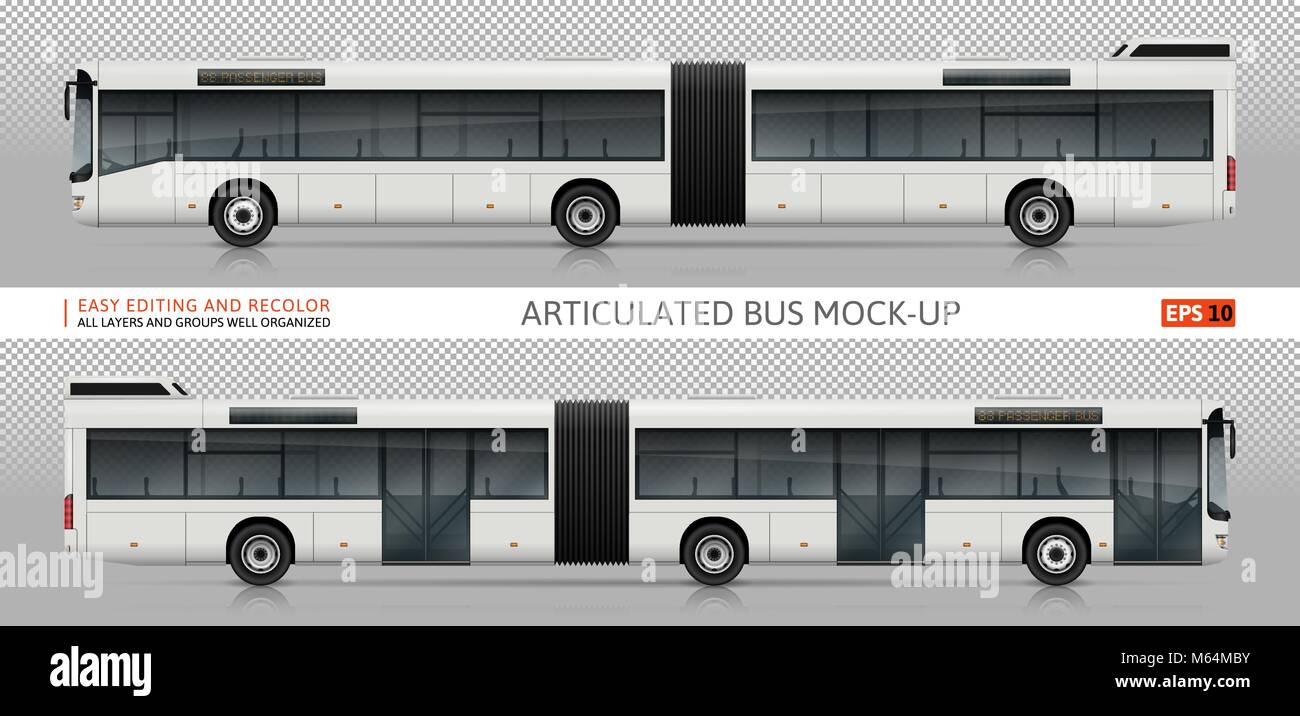 Download Bus Vector Mock Up Isolated Template Of Realistic City Transport On Transparent Background Side View Vehicle Branding Mockup Stock Vector Image Art Alamy