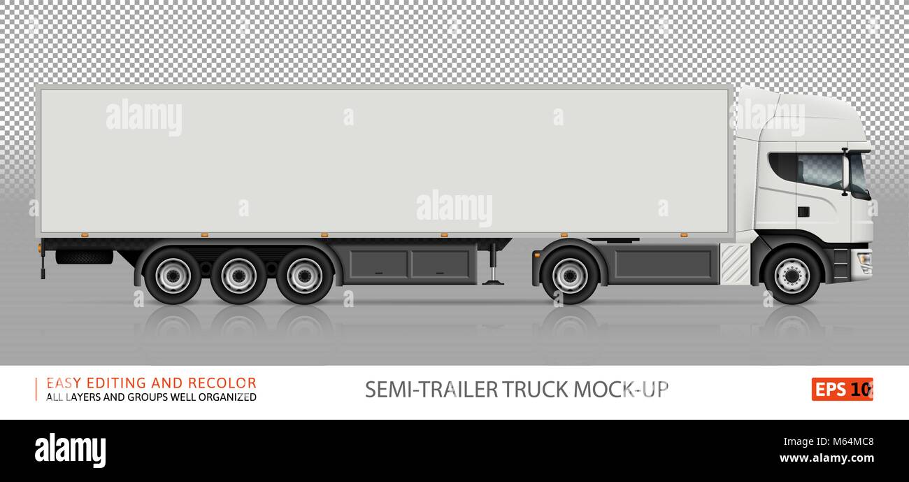 Truck vector mock up Isolated template of semi trailer Truck vector mock up Isolated template of semi trailer
