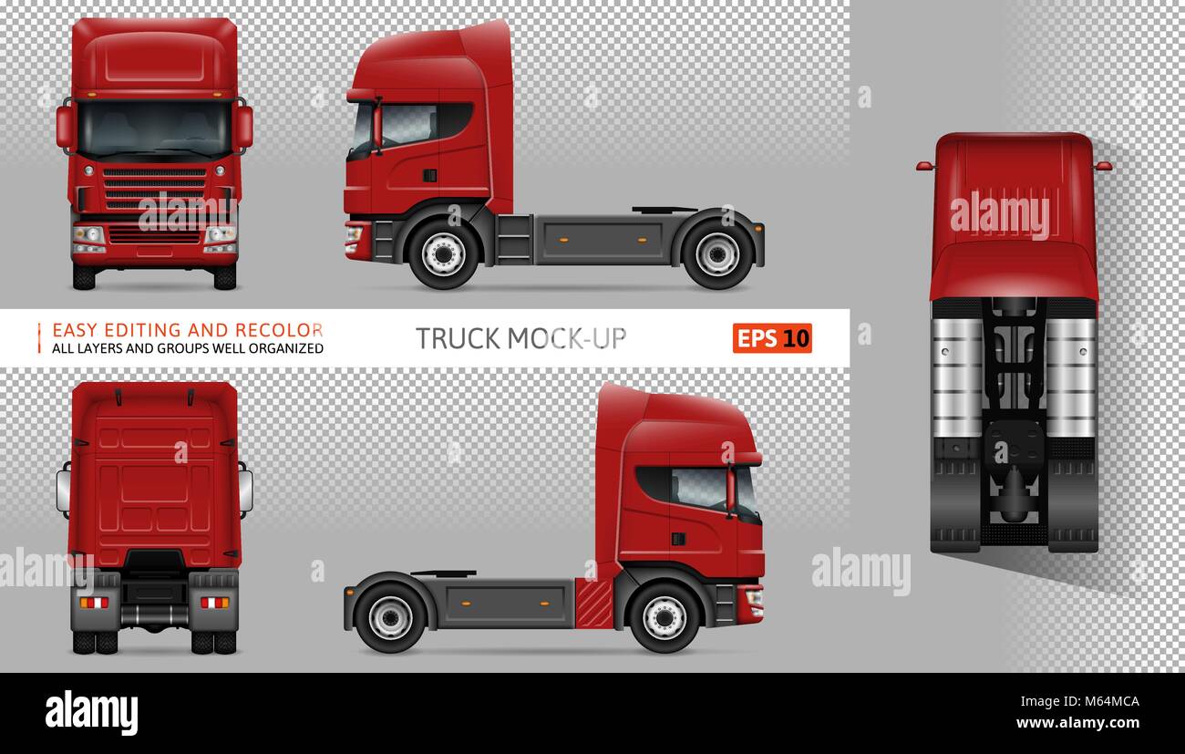 Truck vector mock-up. Isolated template of lorry on transparent background.  Vehicle branding mockup Stock Vector Image & Art - Alamy