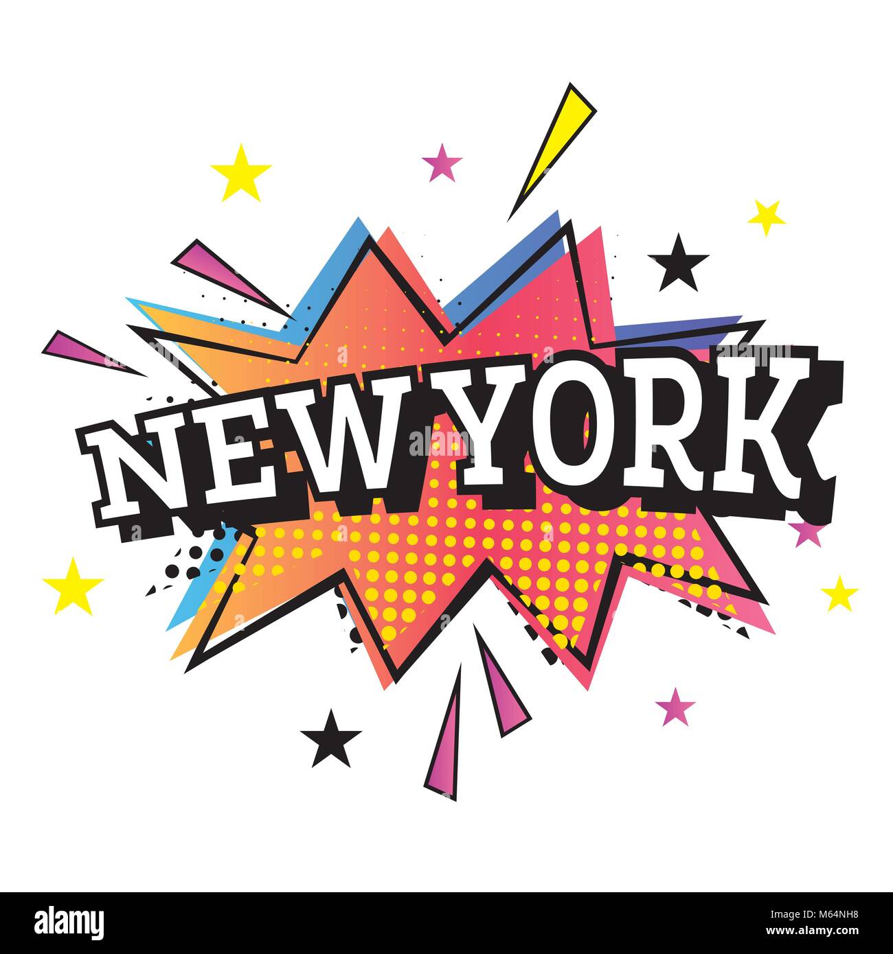 New York Comic Text in Pop Art Style. Vector Illustration Stock Vector