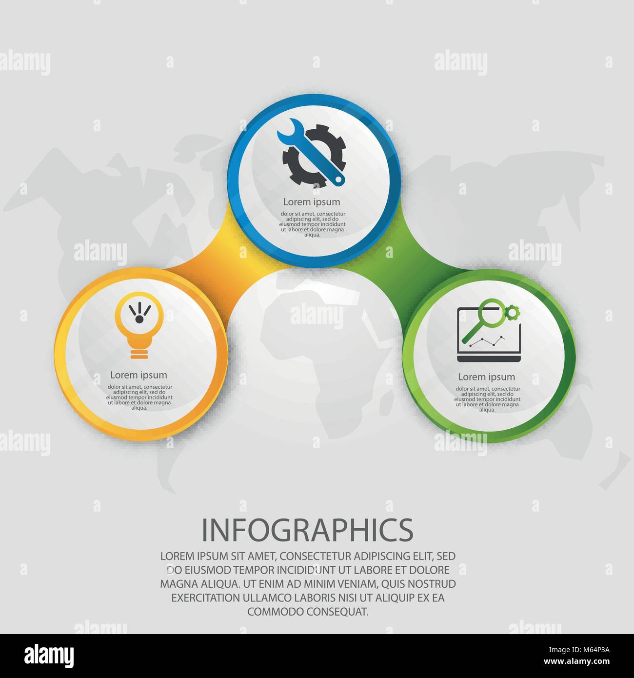 Modern vector illustration 3d. Template circle infographics with three ...
