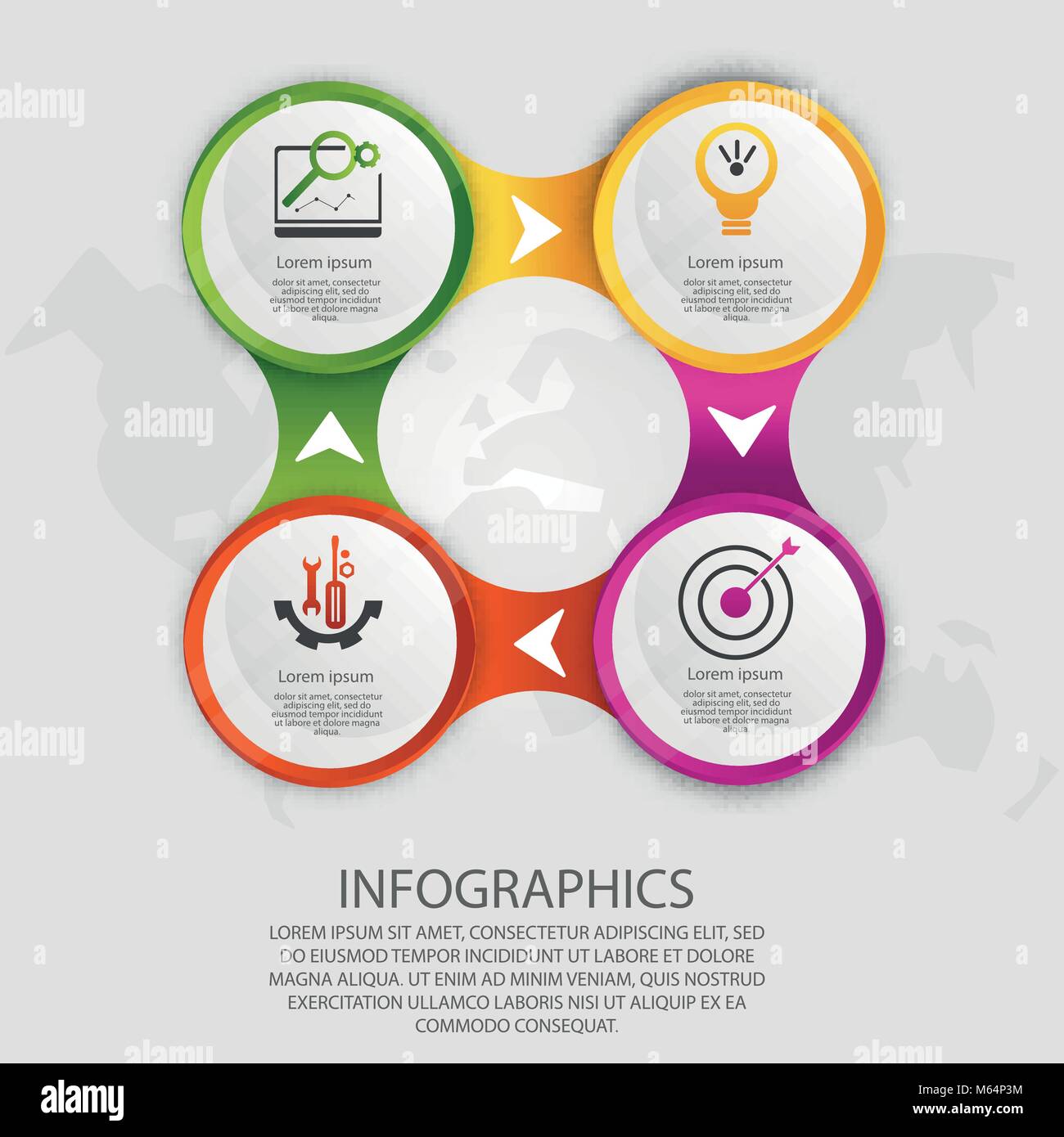 Modern vector illustration 3d. Template circle infographics with four ...