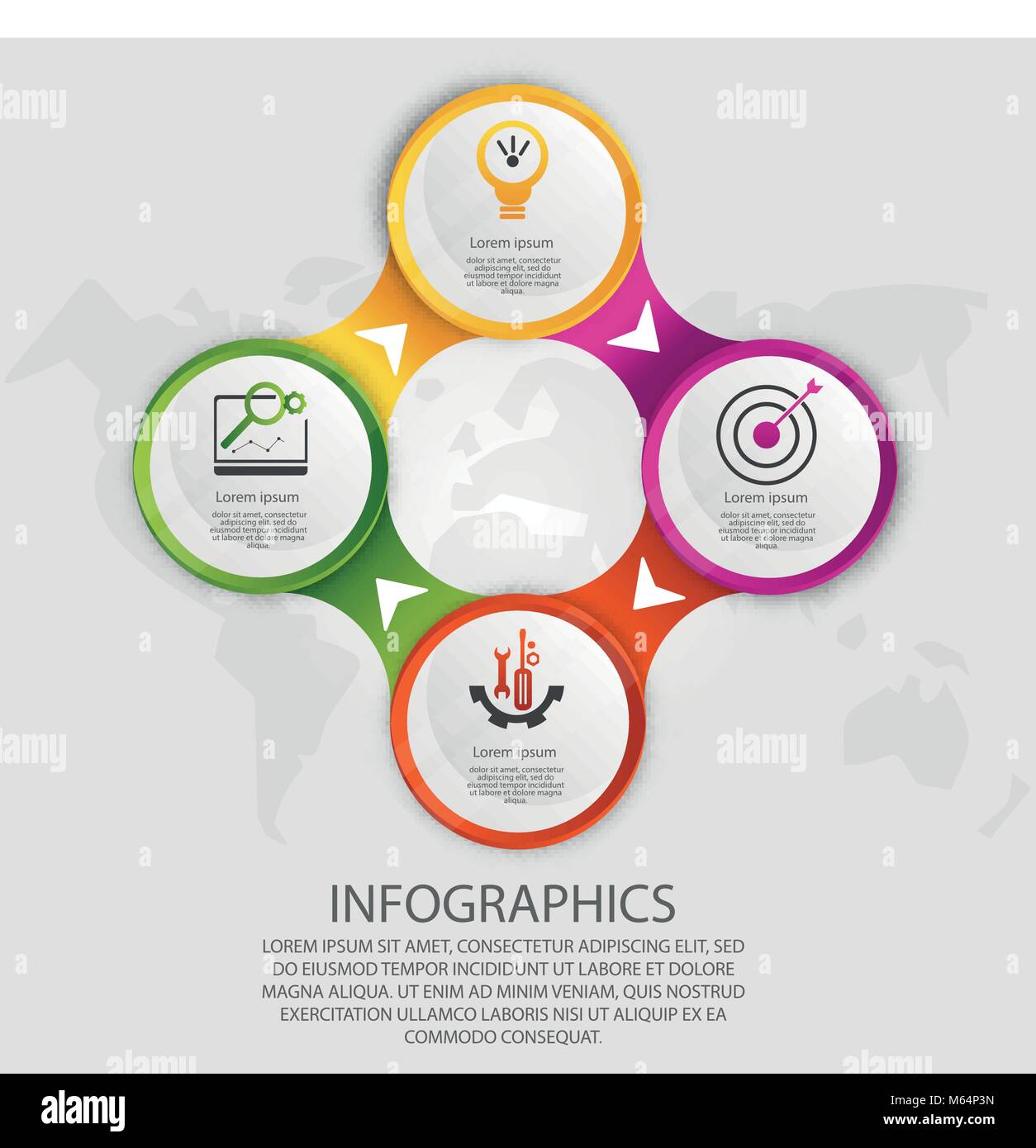 Modern vector illustration 3d. Template circle infographics with four ...