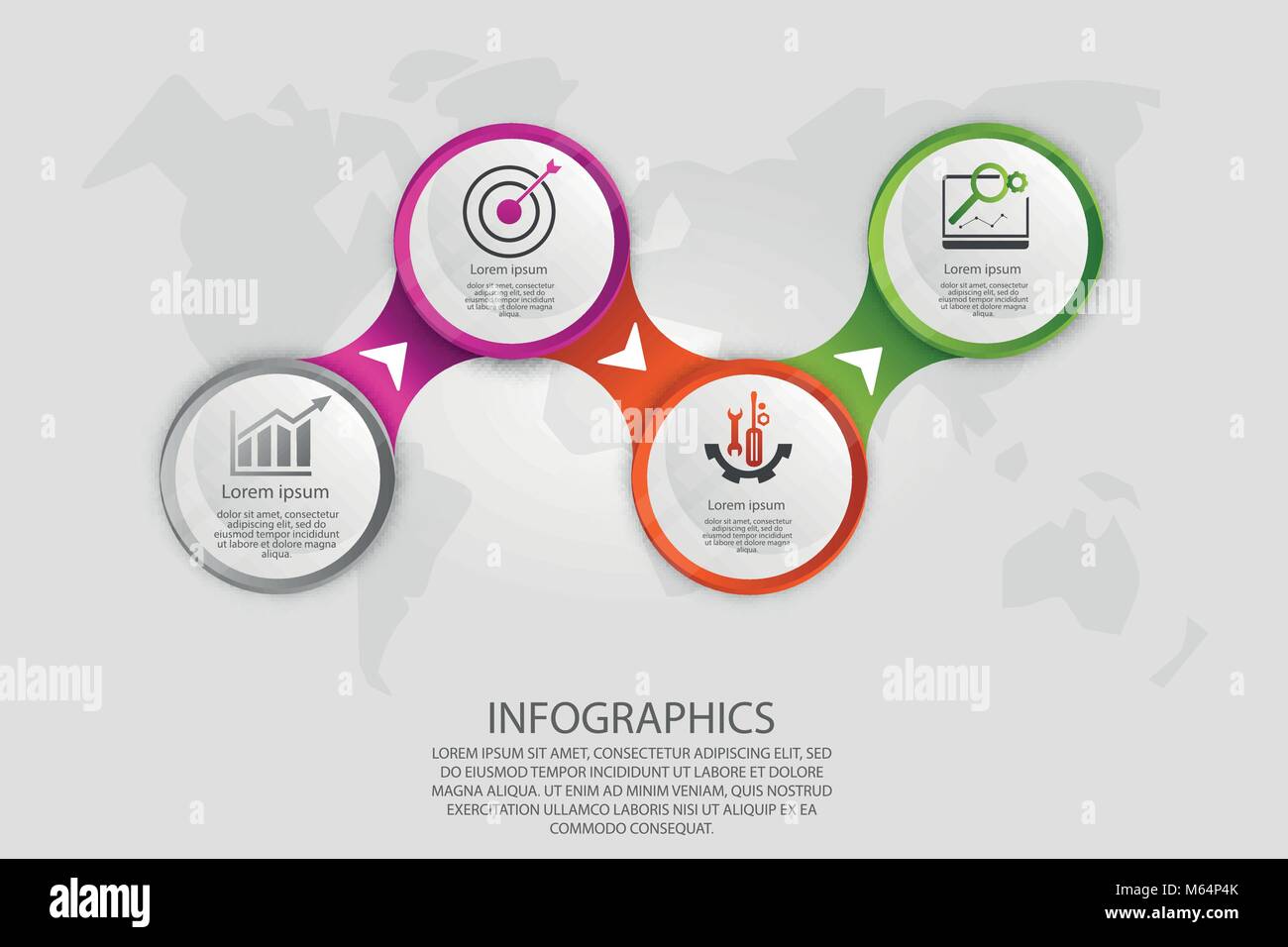 Modern vector illustration 3d. Template circle infographics with four ...