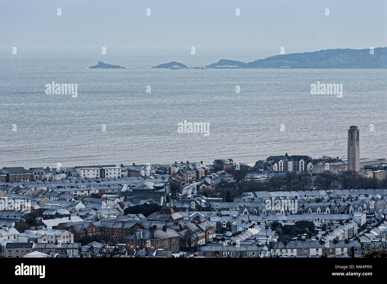 Pictured Snow covered houses in the Brynmill and Sandfields areas