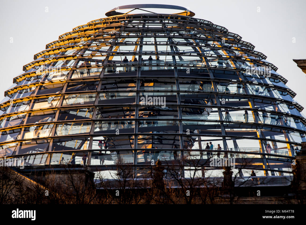 Glass dome of the Reichstag in Berlin, visitors, German parliament, Germany, Stock Photo