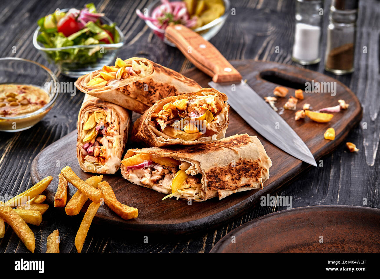 Middle Eastern Chicken Shawarma, Pita Sandwich, roll in a pita with ...