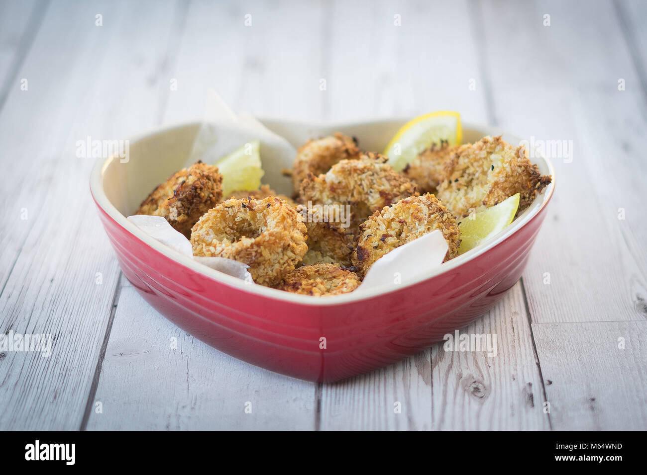 Oven baked squid (calamari) Rings in a healthy Panko & Coconut coating
