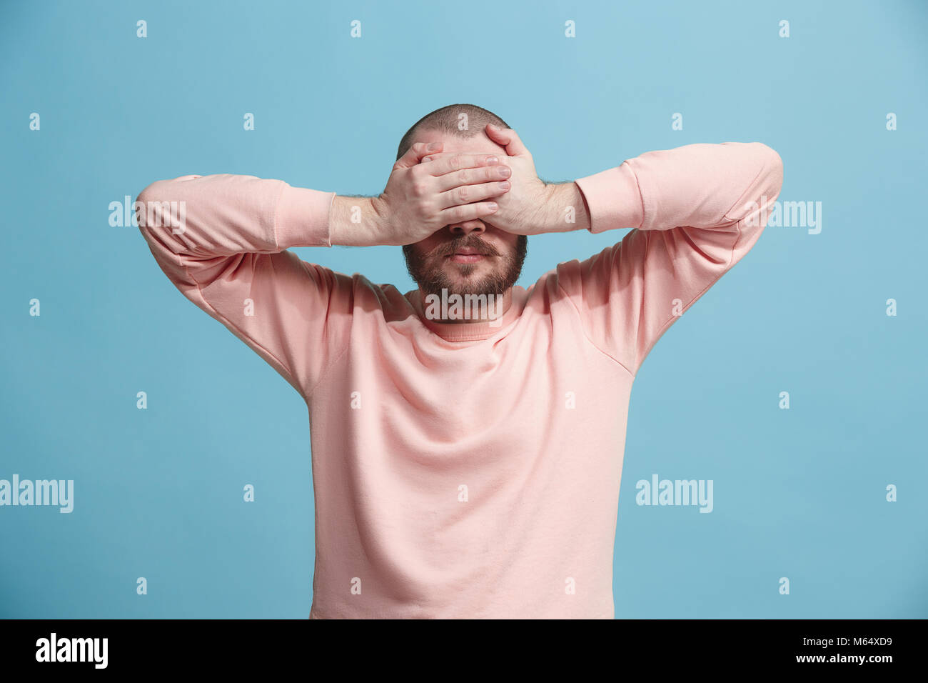 man covered his face with his hands Stock Photo Alamy