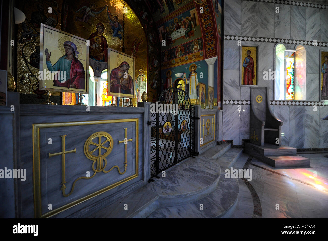 Interior of greek orthodox church Byzantine style Stock Photo - Alamy