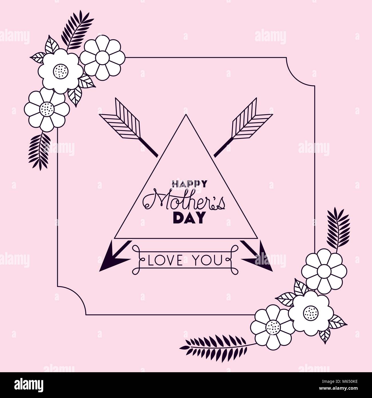 happy mothers day with floral decoration card Stock Vector Image & Art ...