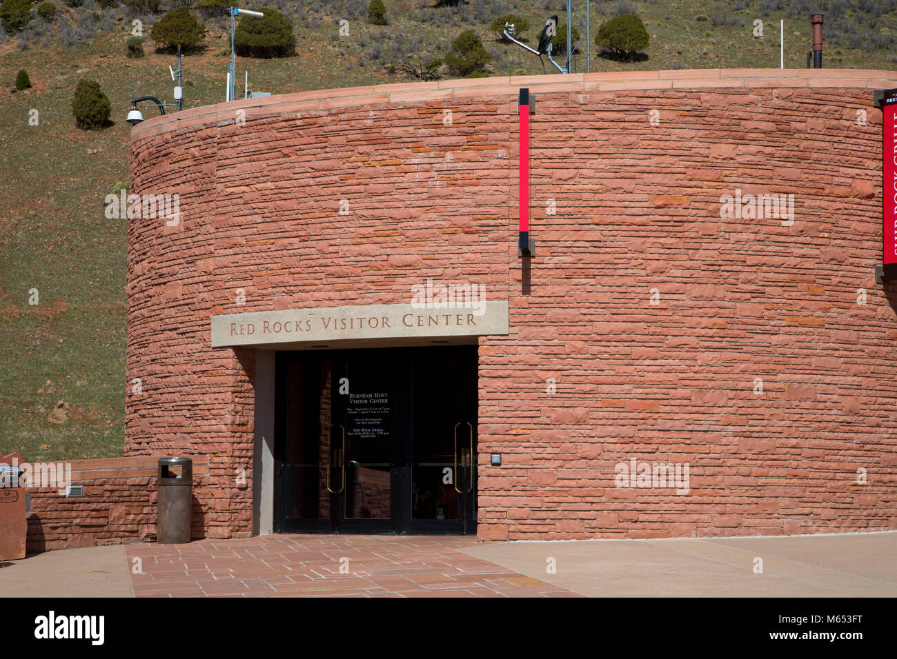 Red Rocks Colorado Welcome Sign Visitor Center, Red Rocks Park, Jefferson County, Colorado Stock Photo ...