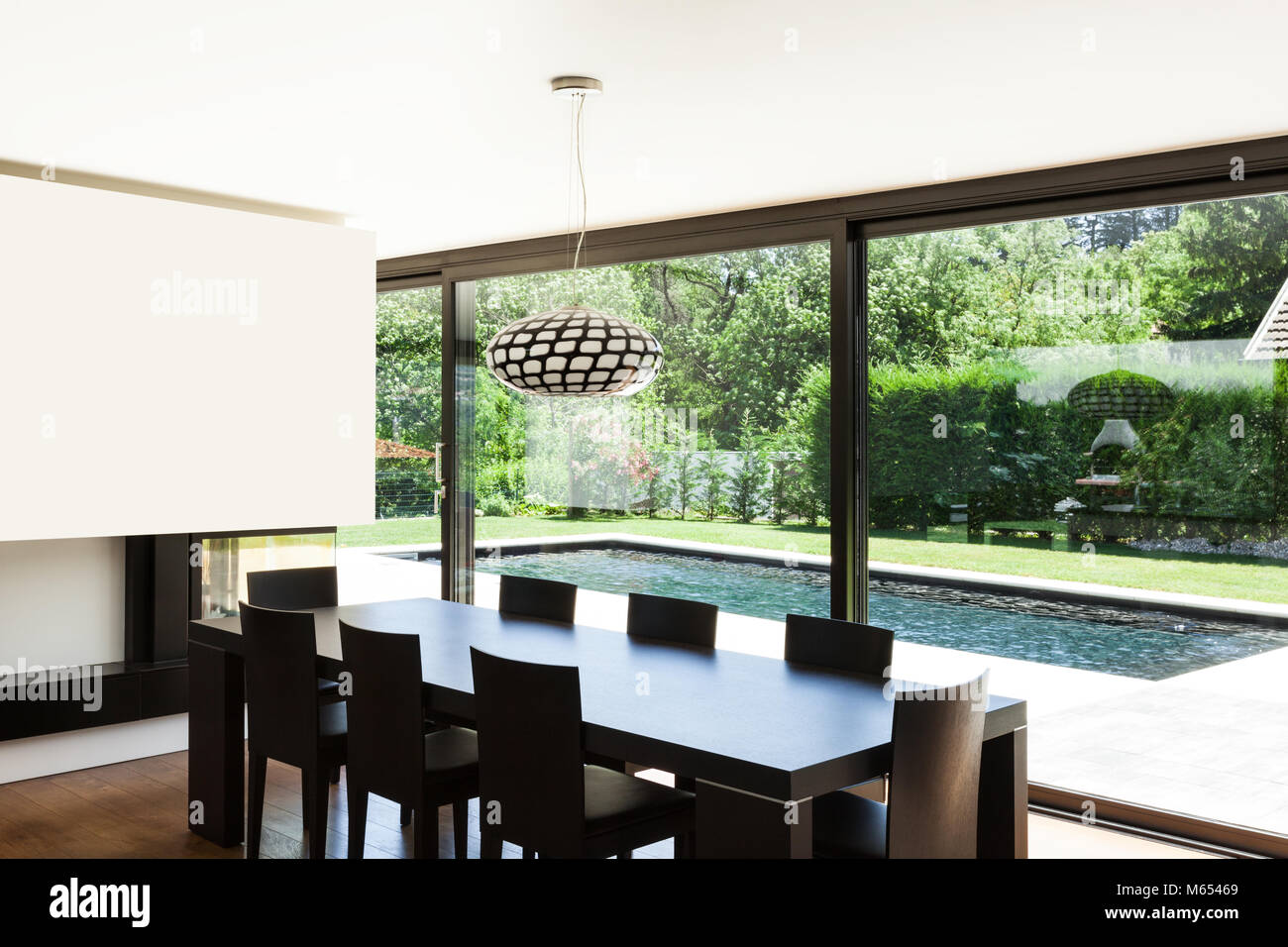 Modern villa, interior, beautiful dining room Stock Photo