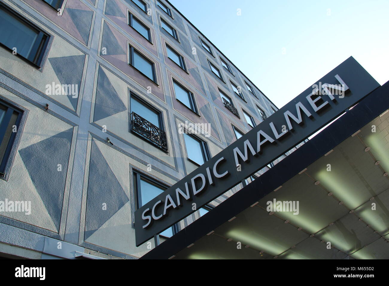 Closeup picture of the hotel Scandic Malmen in Stockholm Stock Photo