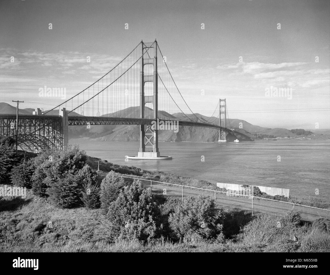 1960s GOLDEN GATE BRIDGE SEEN FROM SAN FRANCISCO CA USA - b14463 HAR001 HARS SUSPENSION BRIDGE Stock Photo