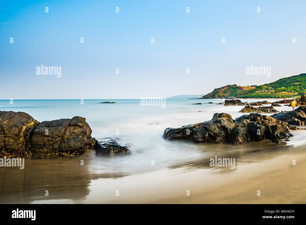 Rocks at Vagator beach, Goa in long exposure Stock Photo - Alamy