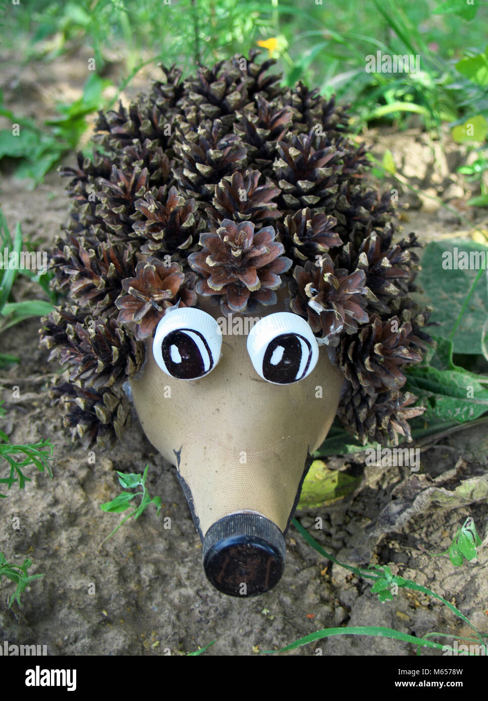 Handmade Hedgehog from cones and a plastic bottle Handmade Hedgehog from cones and a plastic bottle