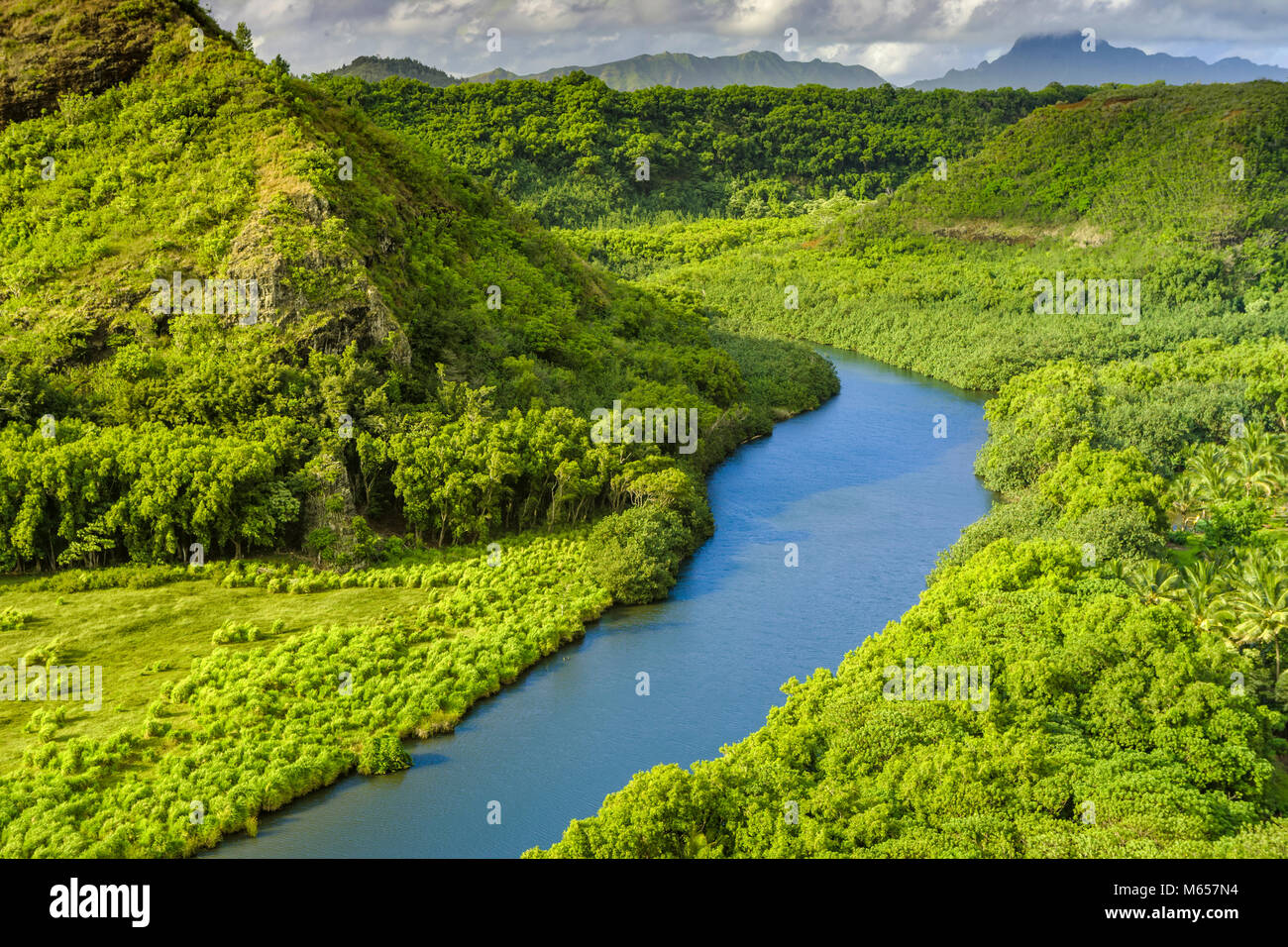 Wailua river valley on Kauai, Hawaii Stock Photo Alamy