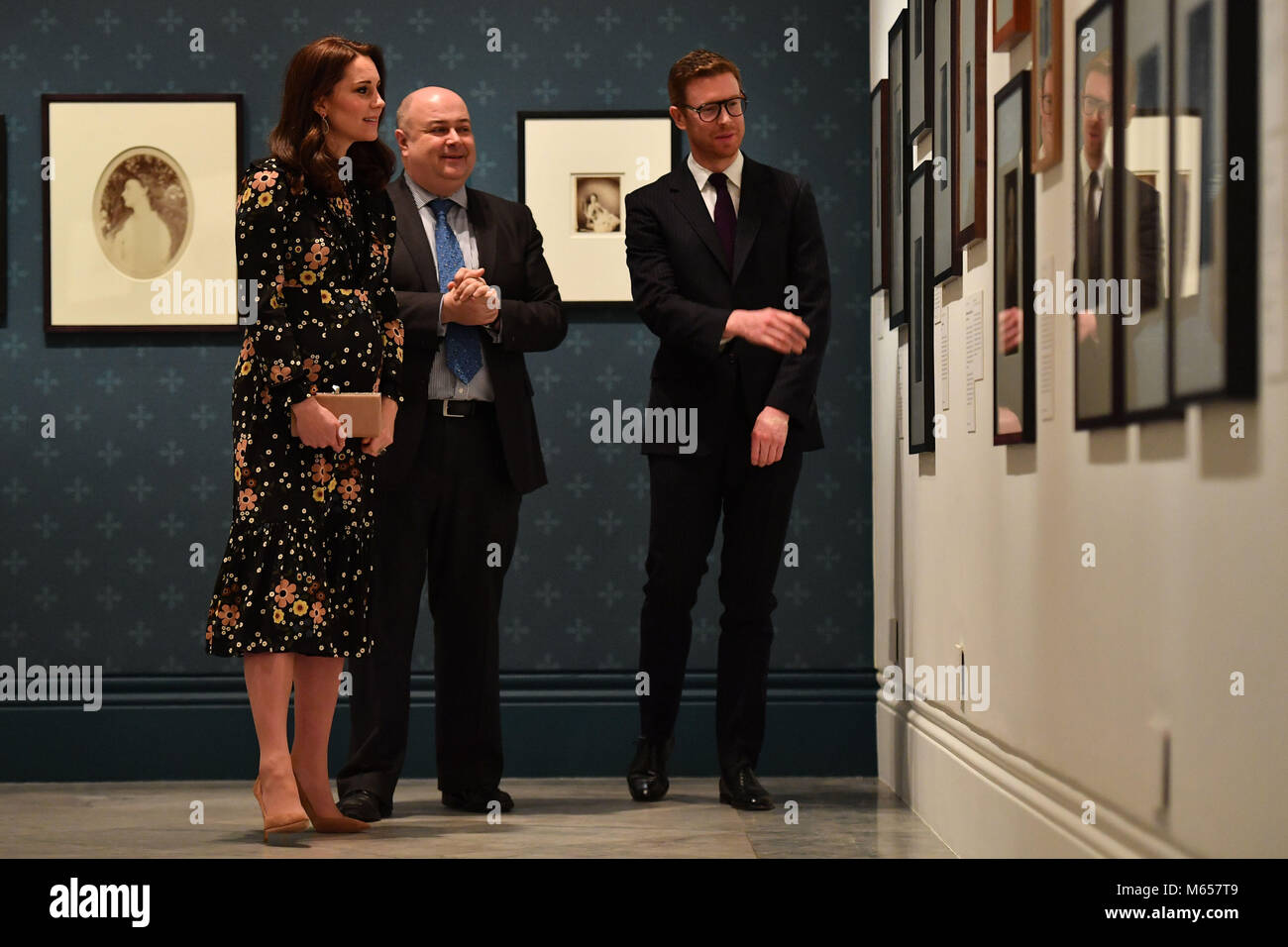 The Duchess of Cambridge attends the National Portrait Gallery to unveil the Patron's Trail and visit the Victorian Giants exhibition. Stock Photo