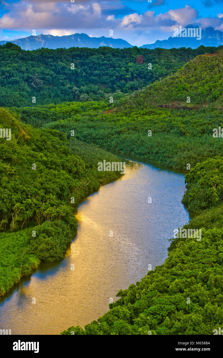 Wailua river valley on Kauai, Hawaii Stock Photo Alamy