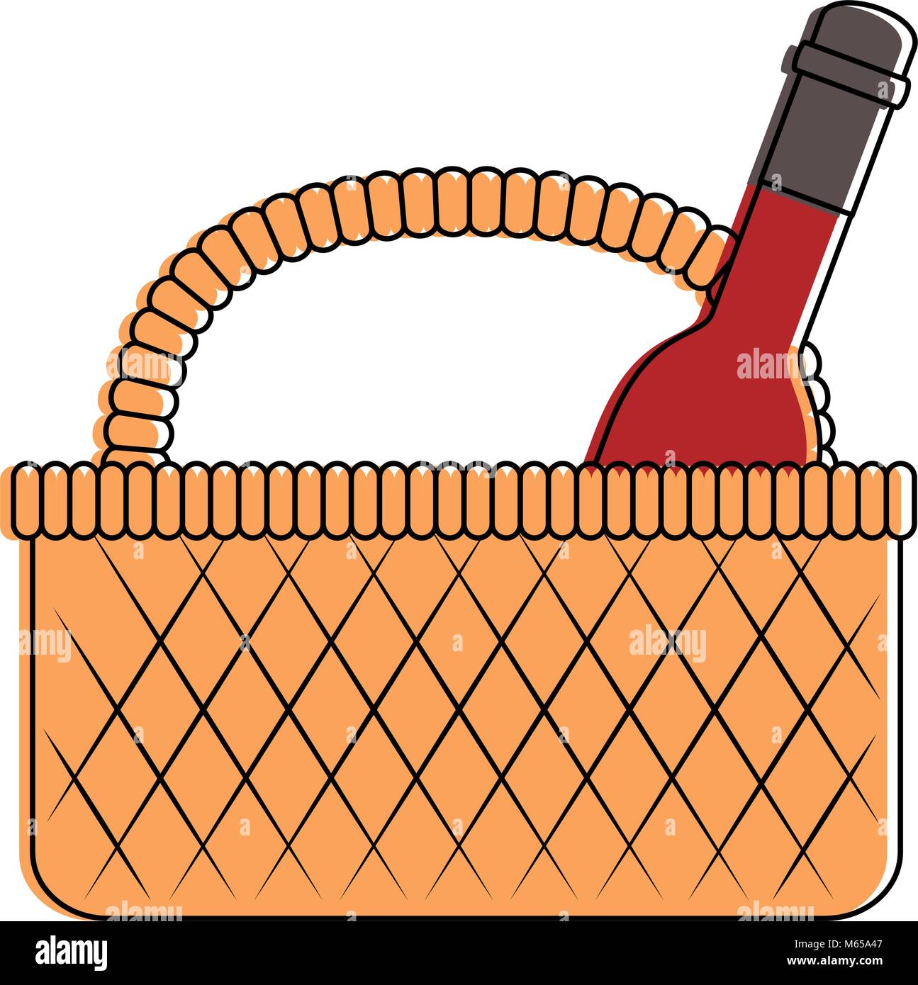picnic basket with wine bottle vector illustration design Stock Vector ...