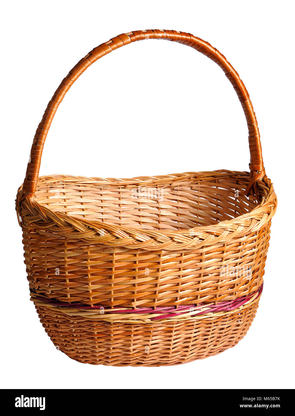 Empty wicker basket isolated on white Stock Photo Alamy