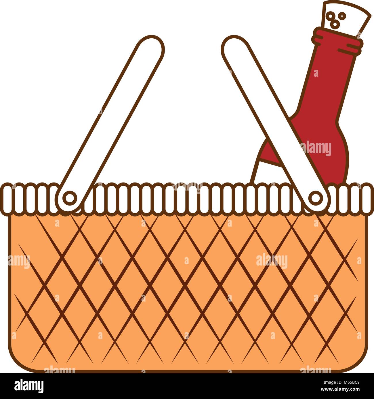 picnic basket with wine bottle vector illustration design Stock Vector ...