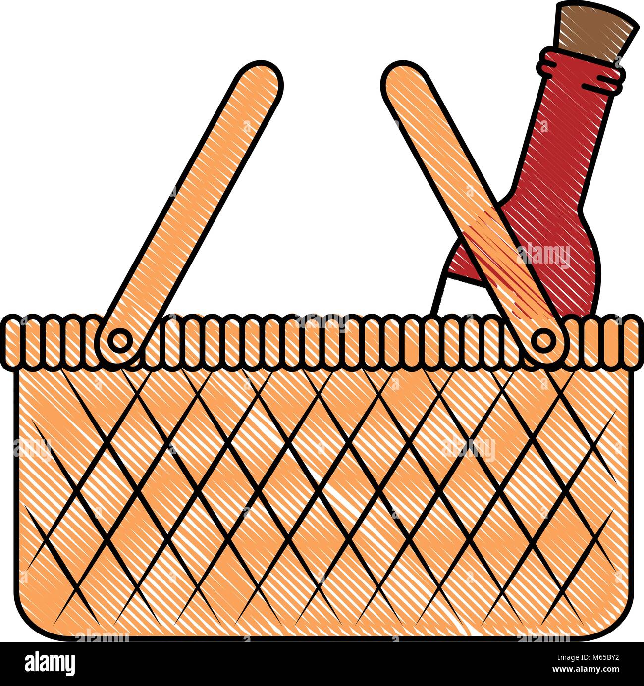picnic basket with wine bottle vector illustration design Stock Vector ...